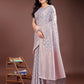 Shree Shyam Fashion Grey Linen Cotton Woven Zari Work Traditional Tassel Saree