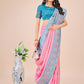 Shree Shyam Fashion Premium Pink & Sky Blue Floral Woven Lichi Silk Saree with Rich Pallu & Tassels - Festive & Party Wear for Women