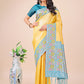 Shree Shyam Fashion Premium Yellow & Sky Blue Floral Woven Lichi Silk Saree with Rich Pallu & Tassels - Festive & Party Wear for Women