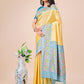 Shree Shyam Fashion Premium Yellow & Sky Blue Floral Woven Lichi Silk Saree with Rich Pallu & Tassels - Festive & Party Wear for Women
