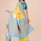 Shree Shyam Fashion Premium Yellow & Sky Blue Floral Woven Lichi Silk Saree with Rich Pallu & Tassels - Festive & Party Wear for Women
