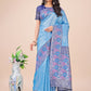 Shree Shyam Fashion Premium Sky Blue Floral Woven Lichi Silk Saree with Rich Pallu & Tassels - Festive & Party Wear for Women