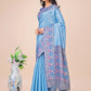 Shree Shyam Fashion Premium Sky Blue Floral Woven Lichi Silk Saree with Rich Pallu & Tassels - Festive & Party Wear for Women