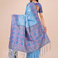 Shree Shyam Fashion Premium Sky Blue Floral Woven Lichi Silk Saree with Rich Pallu & Tassels - Festive & Party Wear for Women