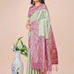Shree Shyam Fashion Premium Olive Green & Pink Floral Woven Lichi Silk Saree with Rich Pallu & Tassels - Festive & Party Wear for Women