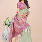 Shree Shyam Fashion Premium Olive Green & Pink Floral Woven Lichi Silk Saree with Rich Pallu & Tassels - Festive & Party Wear for Women