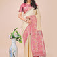 Shree Shyam Fashion Premium Cream & Red Floral Woven Lichi Silk Saree with Rich Pallu & Tassels - Festive & Party Wear for Women