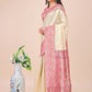 Shree Shyam Fashion Premium Cream & Red Floral Woven Lichi Silk Saree with Rich Pallu & Tassels - Festive & Party Wear for Women