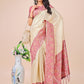 Shree Shyam Fashion Premium Cream & Red Floral Woven Lichi Silk Saree with Rich Pallu & Tassels - Festive & Party Wear for Women
