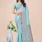 Shree Shyam Fashion Premium Teal & Green Floral Woven Lichi Silk Saree with Rich Pallu & Tassels - Festive & Party Wear for Women