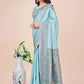 Shree Shyam Fashion Premium Teal & Green Floral Woven Lichi Silk Saree with Rich Pallu & Tassels - Festive & Party Wear for Women