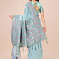 Shree Shyam Fashion Premium Teal & Green Floral Woven Lichi Silk Saree with Rich Pallu & Tassels - Festive & Party Wear for Women