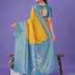 Shree Shyam Fashion Vibrant Yellow & Blue Lichi Silk Saree with Rich Woven Border and Contrast Blouse - Festive & Wedding Wear