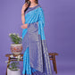 Shree Shyam Fashion Vibrant Sky Blue & Blue Lichi Silk Saree with Rich Woven Border and Contrast Blouse - Festive & Wedding Wear