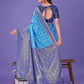 Shree Shyam Fashion Vibrant Sky Blue & Blue Lichi Silk Saree with Rich Woven Border and Contrast Blouse - Festive & Wedding Wear