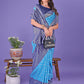 Shree Shyam Fashion Vibrant Sky Blue & Blue Lichi Silk Saree with Rich Woven Border and Contrast Blouse - Festive & Wedding Wear