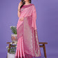 Shree Shyam Fashion Vibrant Pink & Magenta Lichi Silk Saree with Rich Woven Border and Contrast Blouse - Festive & Wedding Wear