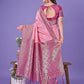 Shree Shyam Fashion Vibrant Pink & Magenta Lichi Silk Saree with Rich Woven Border and Contrast Blouse - Festive & Wedding Wear