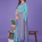 Shree Shyam Fashion Vibrant Sea Green & Blue Lichi Silk Saree with Rich Woven Border and Contrast Blouse - Festive & Wedding Wear