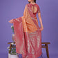 Shree Shyam Fashion Vibrant Orange & Red Lichi Silk Saree with Rich Woven Border and Contrast Blouse - Festive & Wedding Wear