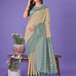 Shree Shyam Fashion Vibrant Cream & Green Lichi Silk Saree with Rich Woven Border and Contrast Blouse - Festive & Wedding Wear