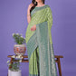 Shree Shyam Fashion Vibrant Light Green & Dark Green Lichi Silk Saree with Rich Woven Border and Contrast Blouse - Festive & Wedding Wear