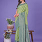 Shree Shyam Fashion Vibrant Light Green & Dark Green Lichi Silk Saree with Rich Woven Border and Contrast Blouse - Festive & Wedding Wear