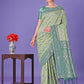 Shree Shyam Fashion Light Green & Green Lichi Silk Saree with Rich Woven Border and Zigzag Pattern - Wedding & Festive Wear