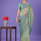 Shree Shyam Fashion Light Green & Green Lichi Silk Saree with Rich Woven Border and Zigzag Pattern - Wedding & Festive Wear