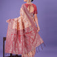 Shree Shyam Fashion Peach & Red Lichi Silk Saree with Rich Woven Border and Zigzag Pattern - Wedding & Festive Wear