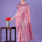 Shree Shyam Fashion Light Pink & Magenta Lichi Silk Saree with Rich Woven Border and Zigzag Pattern - Wedding & Festive Wear
