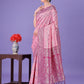 Shree Shyam Fashion Light Pink & Magenta Lichi Silk Saree with Rich Woven Border and Zigzag Pattern - Wedding & Festive Wear