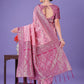 Shree Shyam Fashion Light Pink & Magenta Lichi Silk Saree with Rich Woven Border and Zigzag Pattern - Wedding & Festive Wear