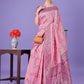 Shree Shyam Fashion Light Pink & Magenta Lichi Silk Saree with Rich Woven Border and Zigzag Pattern - Wedding & Festive Wear