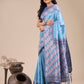 Shree Shyam Fashion Radiant Sky Blue Silk Saree with Pink & Blue Floral Pattern - Perfect for Weddings & Festive Glamour