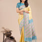 Shree Shyam Fashion Radiant Yellow Silk Saree with Pink & Blue Floral Pattern - Perfect for Weddings & Festive Glamour