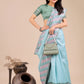 Shree Shyam Fashion Radiant Teal Silk Saree with Pink & Blue Floral Pattern - Perfect for Weddings & Festive Glamour