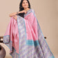 Shree Shyam Fashion Radiant Light Pink Silk Saree with Pink & Blue Floral Pattern - Perfect for Weddings & Festive Glamour