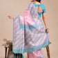 Shree Shyam Fashion Radiant Light Pink Silk Saree with Pink & Blue Floral Pattern - Perfect for Weddings & Festive Glamour