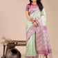 Shree Shyam Fashion Radiant Light Green Silk Saree with Pink & Blue Floral Pattern - Perfect for Weddings & Festive Glamour