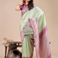 Shree Shyam Fashion Radiant Light Green Silk Saree with Pink & Blue Floral Pattern - Perfect for Weddings & Festive Glamour