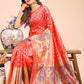 Shree Shyam Fashion Grace in Every Thread - Peach & Beige Linen Cotton Saree with Royal Paisley Charm