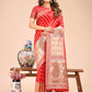 Shree Shyam Fashion Grace in Every Thread - Red & Beige Linen Cotton Saree with Royal Paisley Charm