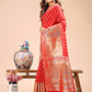 Shree Shyam Fashion Grace in Every Thread - Red & Beige Linen Cotton Saree with Royal Paisley Charm
