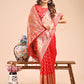 Shree Shyam Fashion Grace in Every Thread - Red & Beige Linen Cotton Saree with Royal Paisley Charm