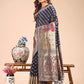 Shree Shyam Fashion Grace in Every Thread - Navy Blue & Beige Linen Cotton Saree with Royal Paisley Charm