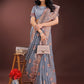 Shree Shyam Fashion Grey Linen Cotton Saree with Woven Geometric Zari Motifs - Elegant Festive Wear for Women