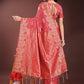 Shree Shyam Fashion Red Linen Cotton Saree with Woven Geometric Zari Motifs - Elegant Festive Wear for Women