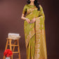 Shree Shyam Fashion Mustard Linen Cotton Saree with Woven Geometric Zari Motifs - Elegant Festive Wear for Women