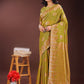 Shree Shyam Fashion Mustard Linen Cotton Saree with Woven Geometric Zari Motifs - Elegant Festive Wear for Women